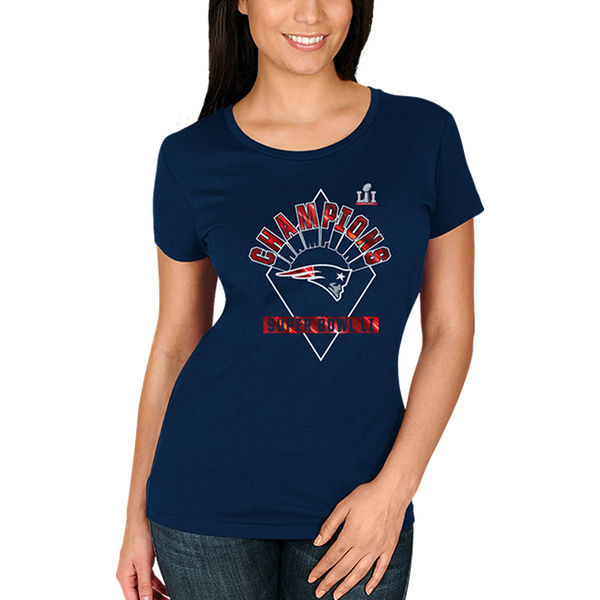 New England Patriots Majestic Women's Super Bowl LI Champions Gorgeous Win T-Shirt - Navy